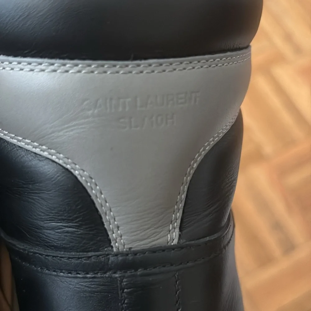 Saint Laurent Black and Gray High-Top Sneakers - Picture 13 of 14